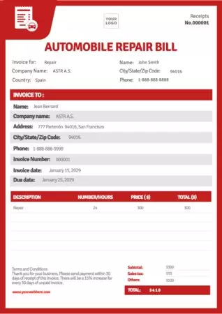Edit a receipt sample