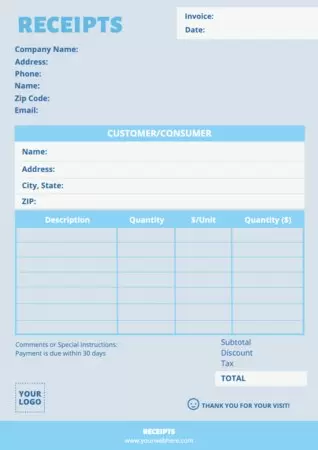 Edit a receipt sample